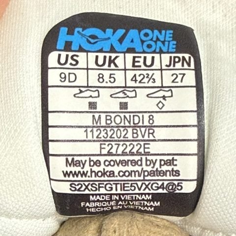 Hoka Bondi 8 Mens Size 9 D White Blue Max Cushion Running Shoes 1123202 NEW photo 8