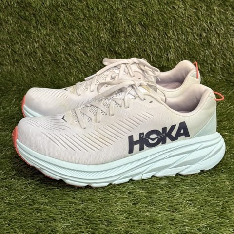 Hoka Rincon 3 Wide Womens Size 10.5 D White Aqua Coral Running Shoes 1121371 photo 3