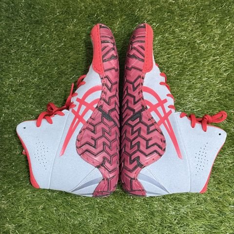 Asics Aggressor 5 Mens Size 8 Gray Classic Red Wrestling Shoes 1081A048 NEW photo 6