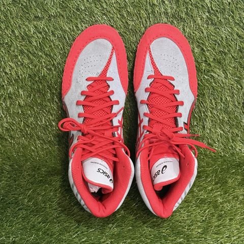 Asics Aggressor 5 Mens Size 8 Gray Classic Red Wrestling Shoes 1081A048 NEW photo 7