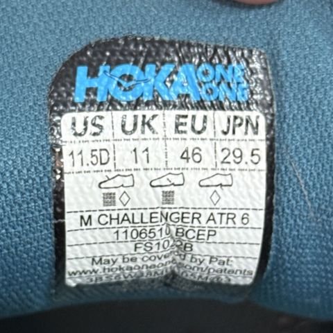 Hoka Challenger ATR 6 Mens Size 11.5 D Blue Yellow Trail Running Shoes 1106510 photo 8