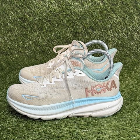 Hoka Clifton 9 Womens Size 6.5 B Cream Aqua Cushioned Running Shoes 1127896 photo 3