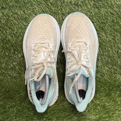 Hoka Clifton 9 Womens Size 6.5 B Cream Aqua Cushioned Running Shoes 1127896 photo 6