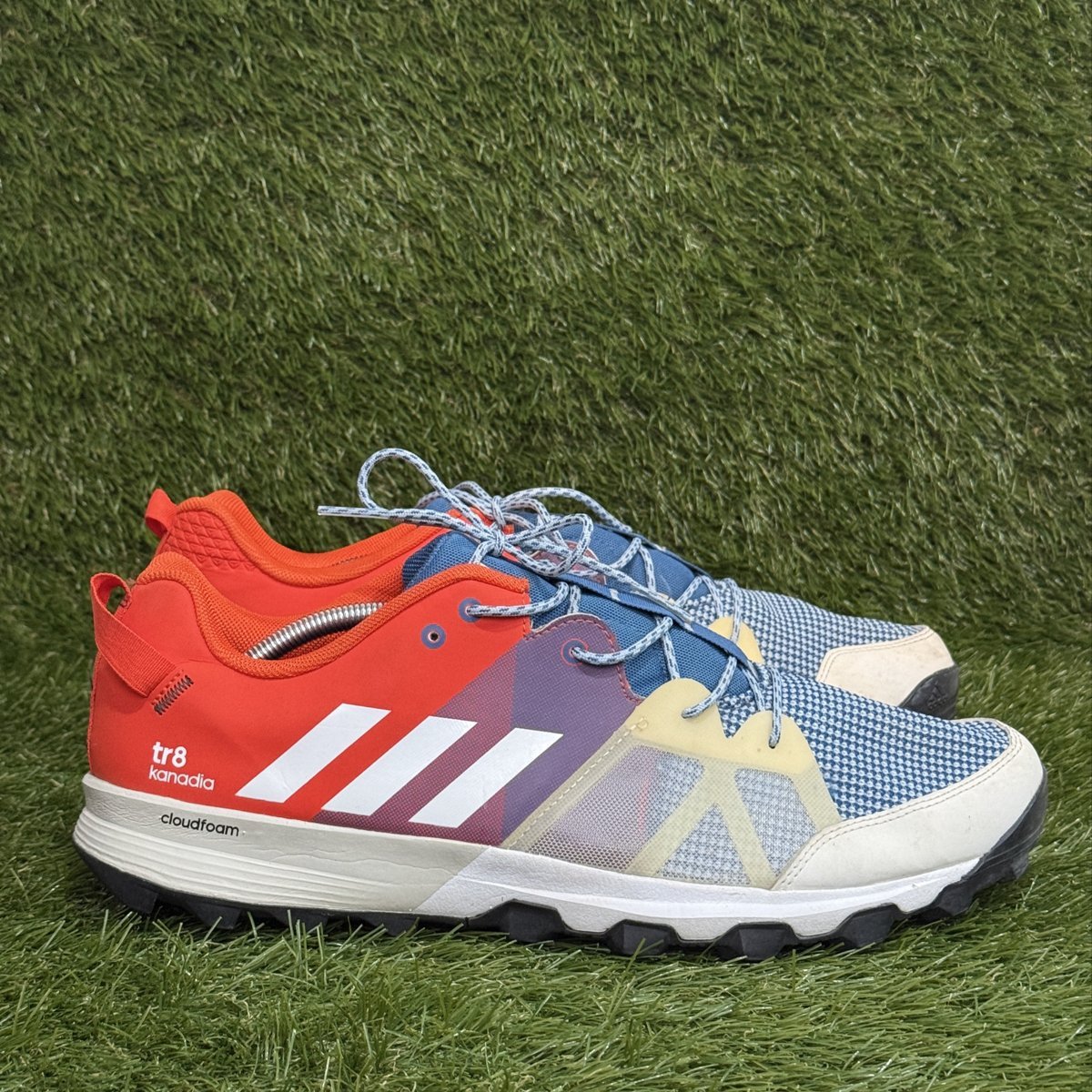 Adidas Kanadia 8 TR Mens Size 14 Red Blue Trail Running Shoes Cloudfoam BB4414