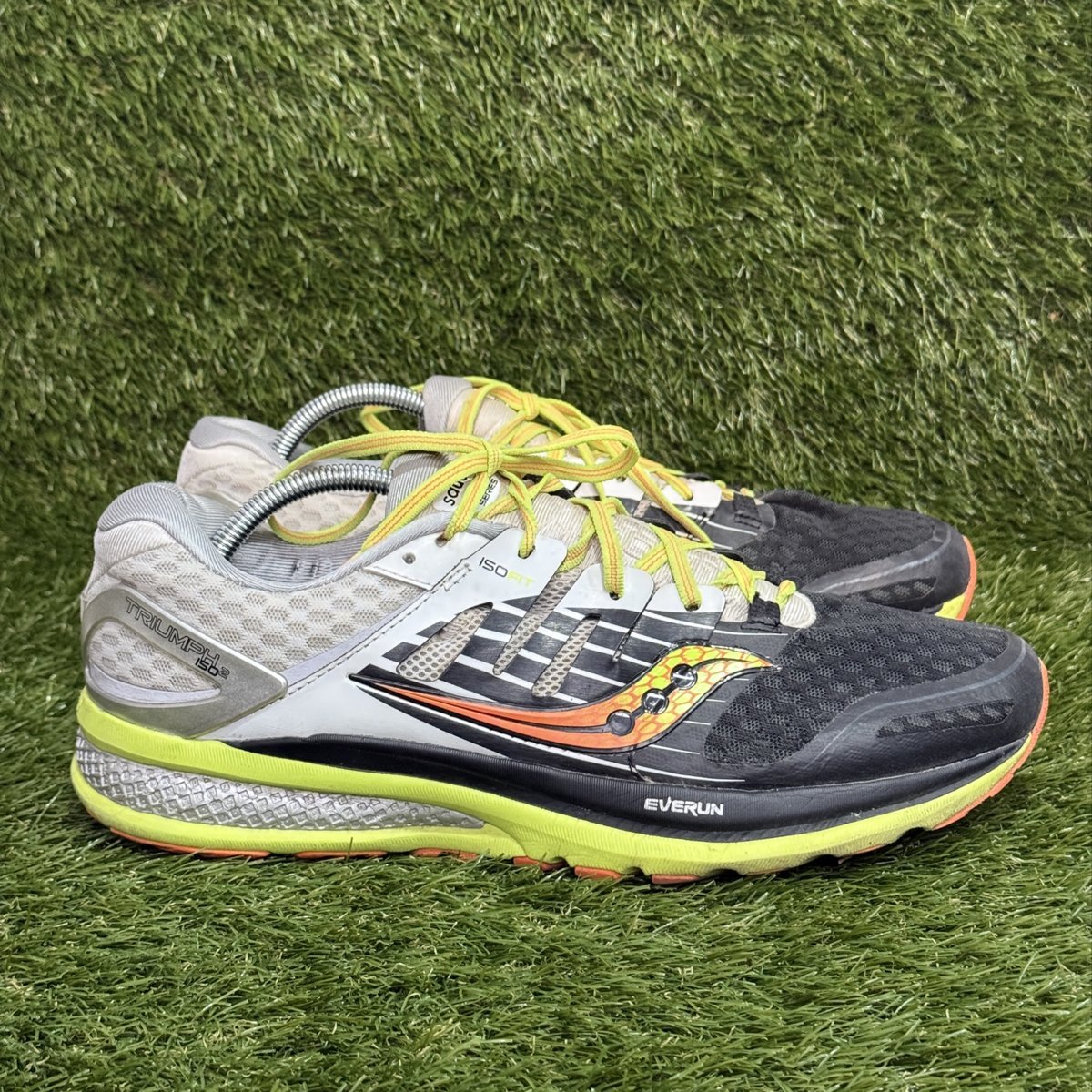 Saucony Triumph ISO 2 Mens Size 12 Black Gray Citron Running Shoes S20290-3