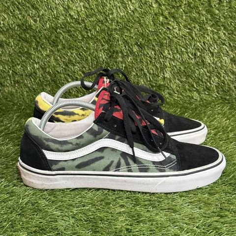 Vans Old Skool Mens Size 10 Tie Dye Black Yellow Green Skate Shoes photo 1