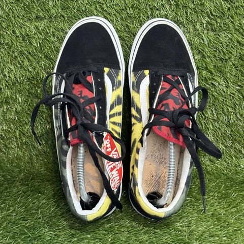 Vans Old Skool Mens Size 10 Tie Dye Black Yellow Green Skate Shoes photo 6