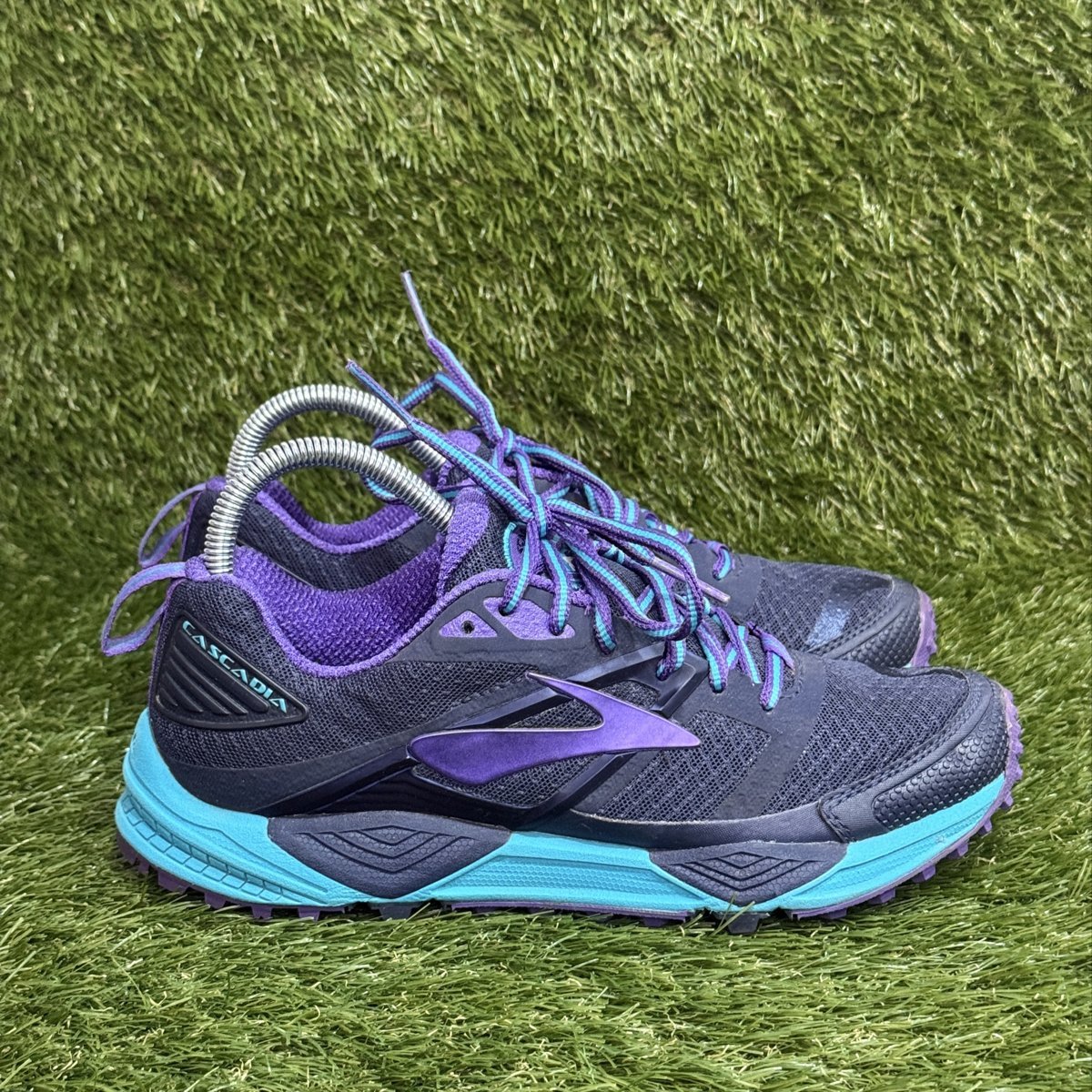 Brooks Cascadia 12 Womens Size 8 B Navy Teal Purple Trail Running Shoes 1202331B