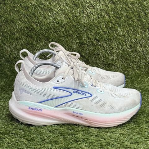 Brooks Glycerin GTS 22 Womens Size 11 B White Aqua Blue Running Shoes 1204351B