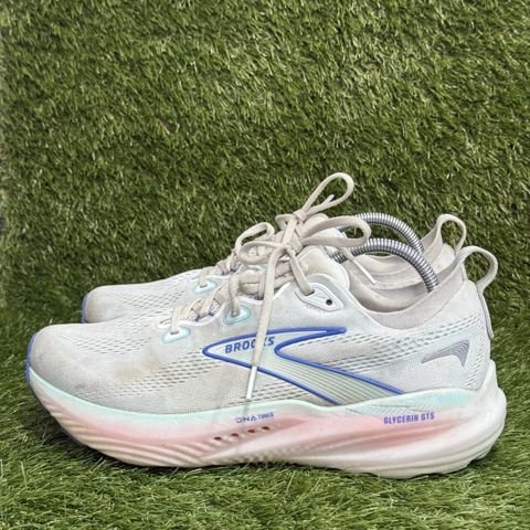 Brooks Glycerin GTS 22 Womens Size 11 B White Aqua Blue Running Shoes 1204351B photo 3