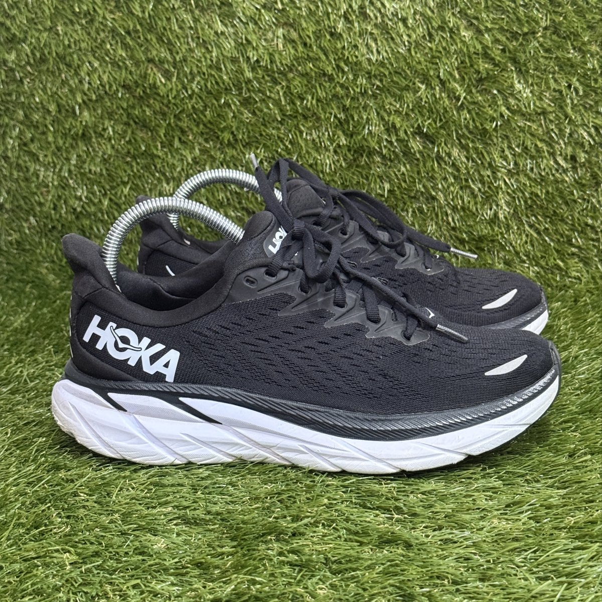 Hoka Clifton 8 Womens Size 8 B Black White Cushioned Running Shoes 1119394