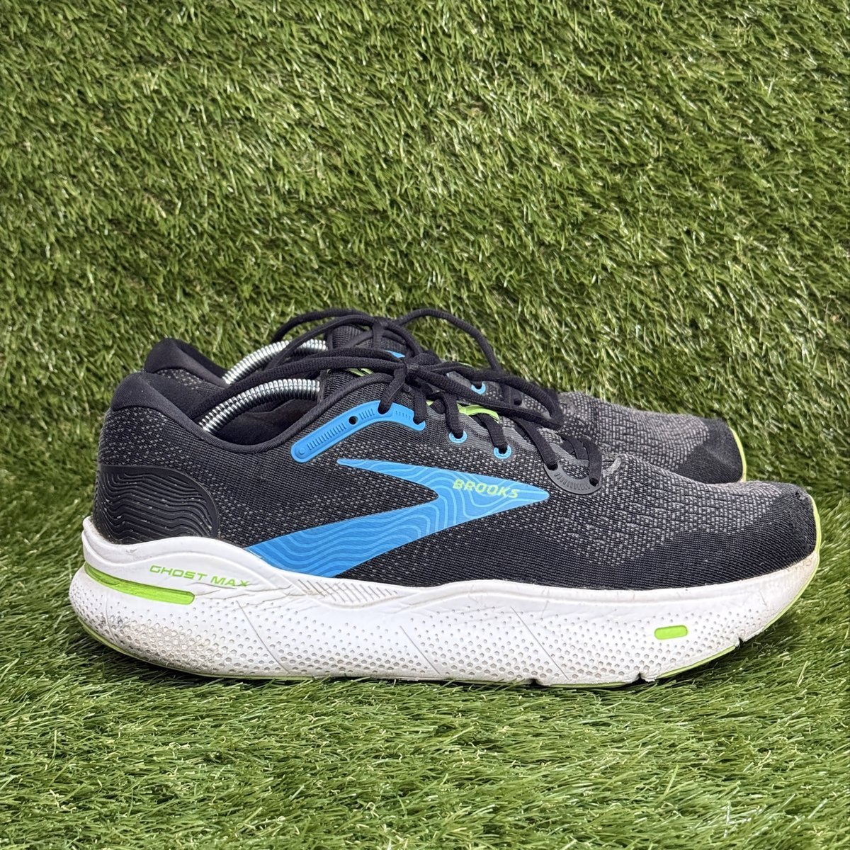 Brooks Ghost Max Mens Size 13 D Black Blue Lime Running Shoes 1104061D060
